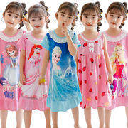 夏季儿童睡裙小女孩短袖，薄款纯棉公主宝宝，女童吊带睡衣卡通家居服