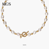 MGS曼古银麦穗S925银镀18K金巴洛克珍珠毛衣项链女新中式复古颈链
