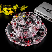 弗莱文茨玫瑰，果盘水果盘时尚创意玻璃，欧式果盆糖果盘