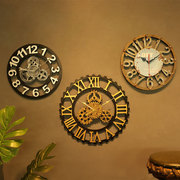 欧式创意复古工业风齿轮钟表，客厅餐厅办公室挂钟，挂墙装饰简约时钟