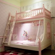 儿童子母床蚊帐女孩家用公主风高低床上下铺魔术贴帐纱1.2m1.5