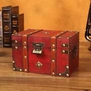 跨境复古木盒珠宝饰品包装家居证件收纳带锁密码箱藏宝箱影视道具