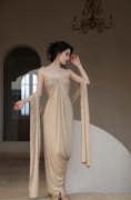 阿尔忒弥斯之梦希腊女神连衣裙，油画复古抹胸埃及度假沙漠废土风