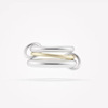 欧美时尚钛钢镀18k金环环相扣几何，戒指三环间色指环中指食指