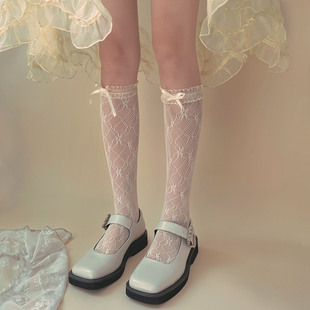 韩国小清新浪漫立体蕾丝小腿袜欧根纱可爱小花边中筒堆堆袜女