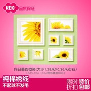 kec十字绣专卖花卉照片墙向日葵，的微笑纯棉线绣彩印，布自己(布自己)绣