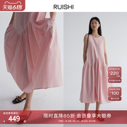 RUISHI芮时 100纯棉立体不规则结构设计背心裙优雅无袖连衣裙女夏