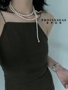 糖果珍珠长链淡水珍珠彩色巴洛克珍珠项链多种戴法优雅高级毛衣链