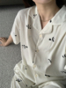 韩版可爱熊猫睡衣女夏季泡泡棉短袖长裤学生夏天家居服两件套