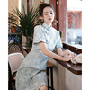 新中式连衣裙旗袍2024改良年轻款少女夏季收腰蓝色小个子气质
