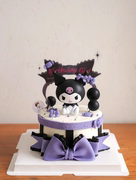 网红库洛米儿童生日蛋糕装饰摆件亚克力烘焙摆件，黑粉系甜品台卡通