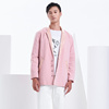 Esa Liang梁冰琴原创设计师粉色拼皮西装外套 男女同款