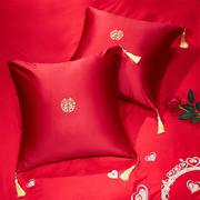 婚庆靠垫枕套一对含芯大红喜字，刺绣抱枕60x60客厅沙发婚房腰枕垫