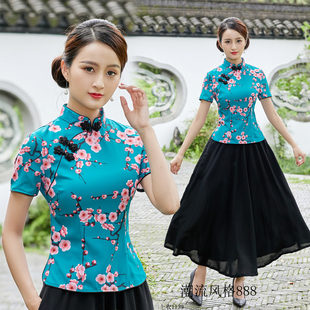 夏季少女装改良旗袍日常修身汉服演出两件套裙中国民族风上衣