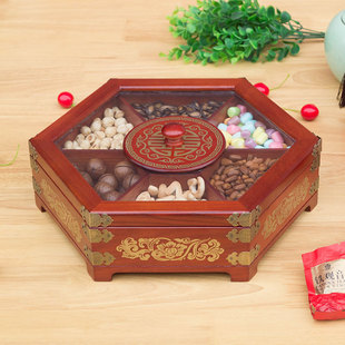 干果盒分格糖果盒木质坚果盘瓜子零食盒家用带盖创意结婚礼物