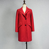 品牌折扣大红色中长款西装，领羊毛大衣女单排扣气质百搭纯色外套潮