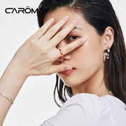 caromay笑脸彩虹串珠戒指，女小众设计食指环，2024潮时尚手饰品