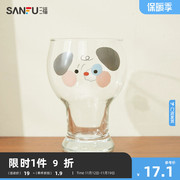 三福缔卡洛卡桌面动物表情玻璃杯450ML 创意水杯时尚杯821571