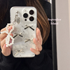 个性银色蝴蝶结iphone15ProMax手机壳11/12可爱女款13透明滴胶软壳苹果14Pro