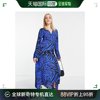 香港直邮潮奢 monki 女士Monki 长款蓝色斑马纹衬衫式连衣裙(黑色