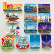 出口广州冰箱贴珠海长隆纪念品，广州塔特色创意3d立体磁贴一套