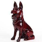 动物红木工艺品 东阳木雕刻十二生肖狗摆件 实木质狼狗客厅装饰品