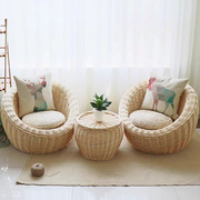 卧室阳台小沙发藤椅组合三件套休闲田园单人双人，懒人沙发个性创意