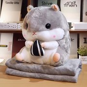 日本可爱仓鼠抱枕被子两用办公室，靠垫三合一靠背，垫午睡学生暖手捂