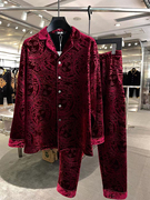 金丝绒睡衣男士2023年新冬季3D印花长袖家居服高级感加绒保暖套装