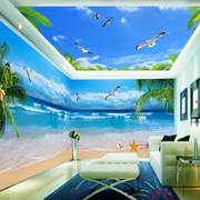 3d电视背景壁纸地中海墙布客厅，沙发壁画主题，影视海景大海沙滩墙纸