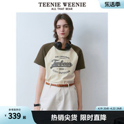 TeenieWeenie小熊女装2024年夏季圆领插肩袖T恤短袖短款上衣