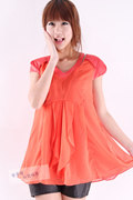 韩国女式士雪纺衫短袖衬衫，春夏洋气质甜美ol韩版裙衣0020