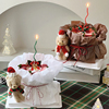 圣诞节网红雪梨纸花束蛋糕装饰圣诞草圈叶子插件可爱毛绒小熊摆件