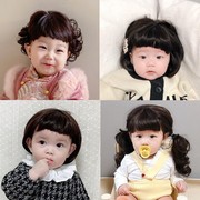 宝宝头发帽子韩国婴儿可爱女童短卷发，公主假发帽儿童摄影百天发饰