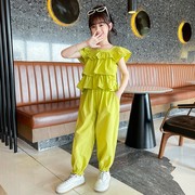 女童套装夏季2023时尚中童休闲洋气时髦网红韩版儿童两件套潮