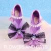 公主鞋女童皮鞋儿童库洛米，可爱凉鞋包头蝴蝶结，飘带紫色夏鞋子(夏鞋子)装扮