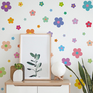 彩色花朵墙贴幼儿园女孩卧室衣柜，装饰自粘贴画星星儿童房装饰单个