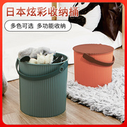 利快多功能炫彩收纳桶日本进口水桶，储物凳子玩具桶脏衣桶带盖