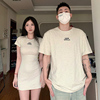 小众设计感情侣装夏季2023韩版短袖T恤女连衣裙法式一裙一衣ins潮