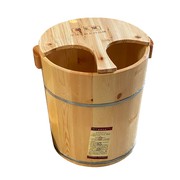 泡脚桶带盖40cm高过小腿家用洗脚桶泡脚盆木盆实木足浴桶木桶