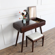 北欧实木梳妆台小户型单人省空间翻盖化妆桌卧室成套家具化妆桌凳