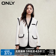 ONLY早春时尚百搭撞色宽松落肩长袖V领西服女123308017