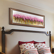 美式乡村装饰画卧室挂画床头背景墙壁画欧式花卉油画长幅横款大气