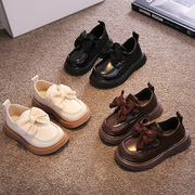 女童黑色皮鞋春秋款鞋子，2024春季儿童鞋，英伦风公主鞋单鞋小童