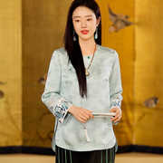 复古日记新中式女装2024春款桑蚕丝上衣国风刺绣圆领外套241C6203