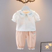 1-4-5岁女童夏装套装宝宝，短袖t恤夏季儿童装，上衣婴儿衣服韩版可爱