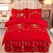 高档网红款四件套斜纹磨毛全棉床裙纯棉简约床上用品套件被套床单