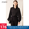 amii2024春季高级感雪纺衫，宽松黑色衬衫，女时尚漂亮灯笼袖上衣