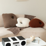 北欧异形抱枕沙发纯色羊毛绒飘窗靠背枕现代简约床上靠沙发靠枕