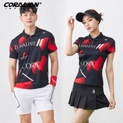 可莱安羽毛球服女套装夏季翻领男女高尔夫短袖韩国透气速干运动服